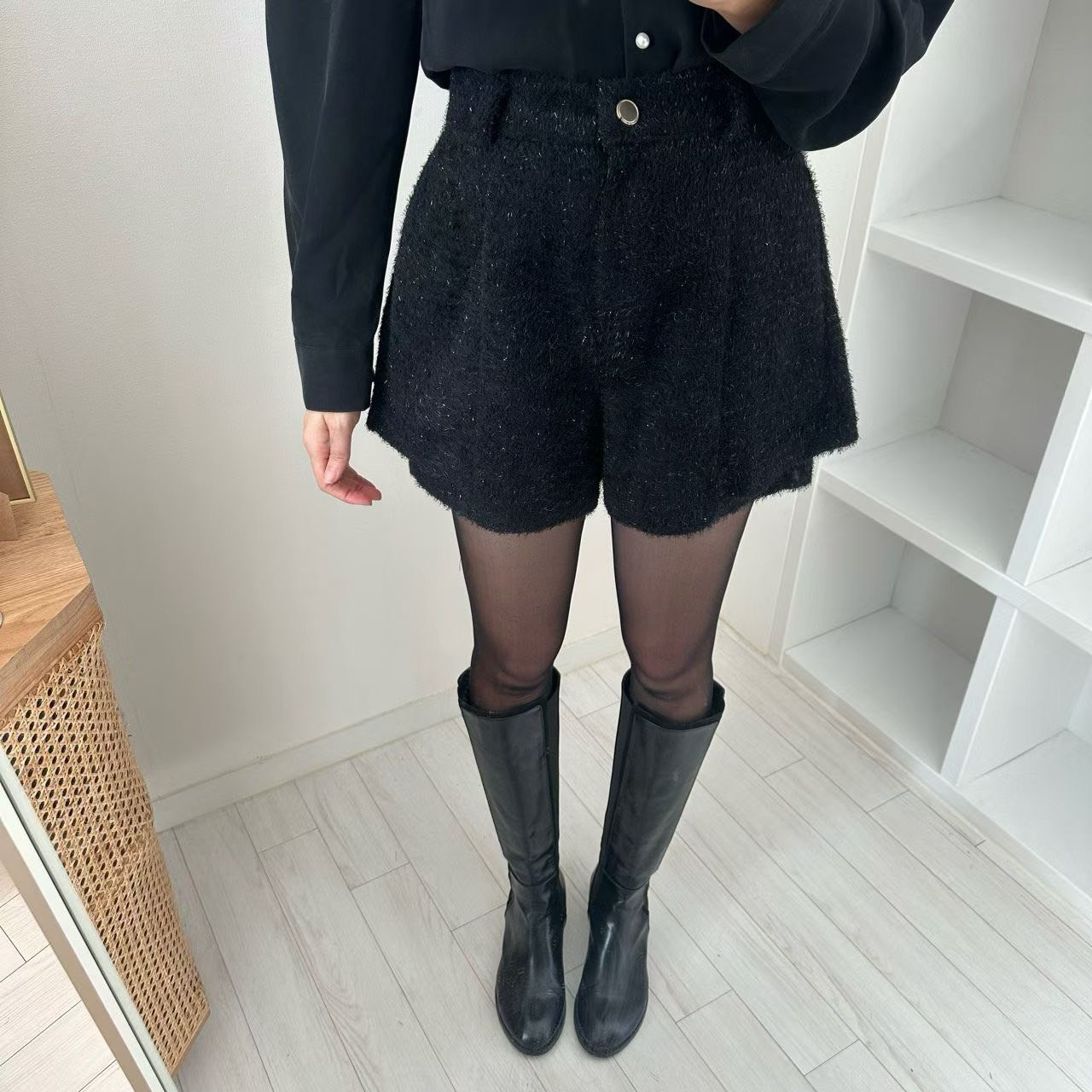 亮蔥單釦短褲裙