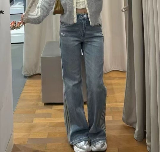 【Luxury】ADIDAS KT3173 宋雨琦同款 愛迪達時尚 牛仔喇叭褲 女神製造機 長腿推薦 牛仔褲 顯瘦款