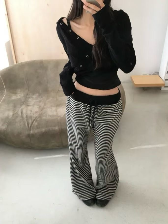 橫條喇叭運動褲