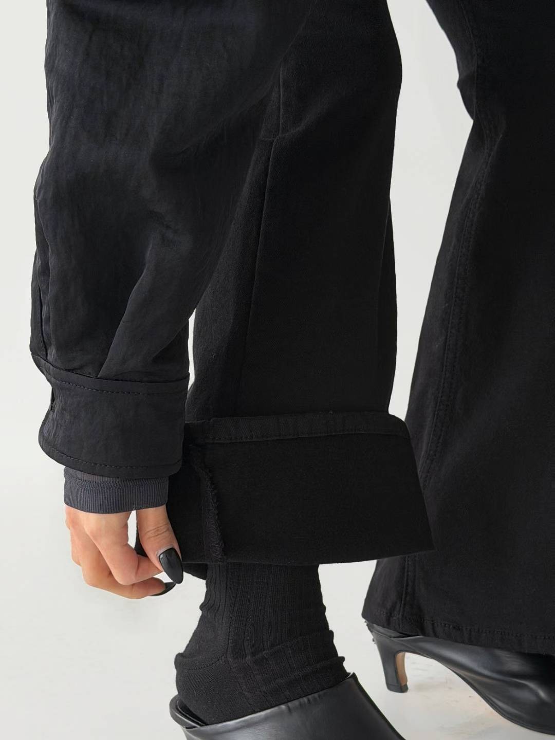 254黑色內厚絨牛仔長褲