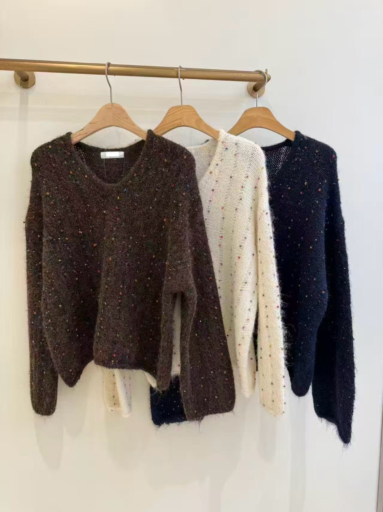 A1MO12 彩點幼閃冷衫*3色