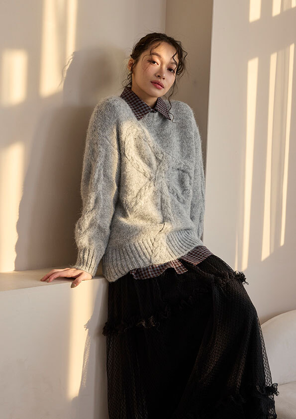 蝴蝶結造型針織毛衣