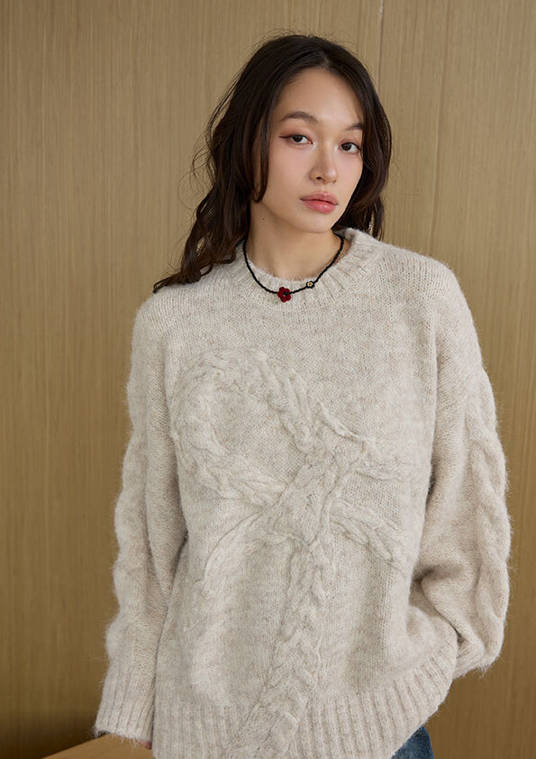 蝴蝶結造型針織毛衣