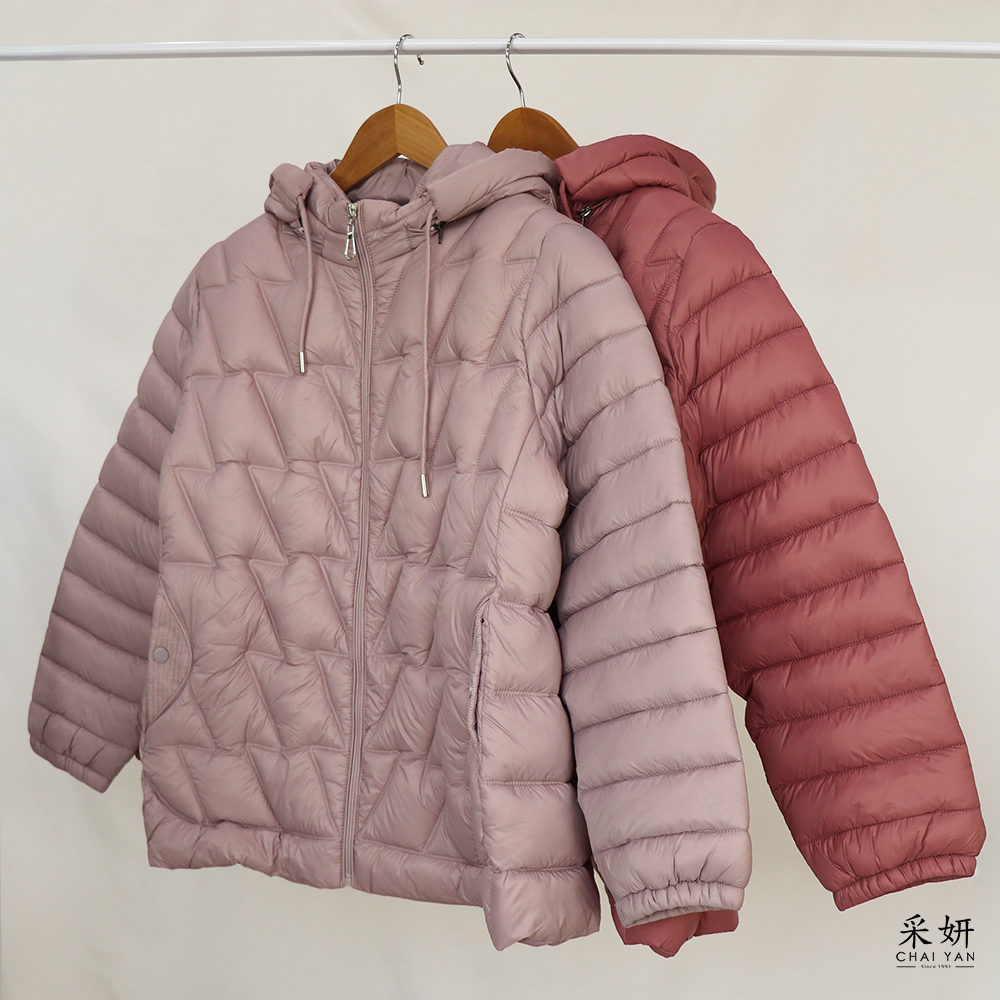 壓釦雙口袋可拆帽鋪棉外套