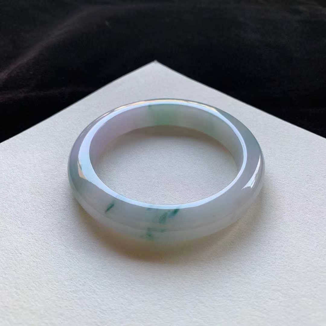 12292350 60mm翡翠冰飄花正圈手鐲 (58-60)