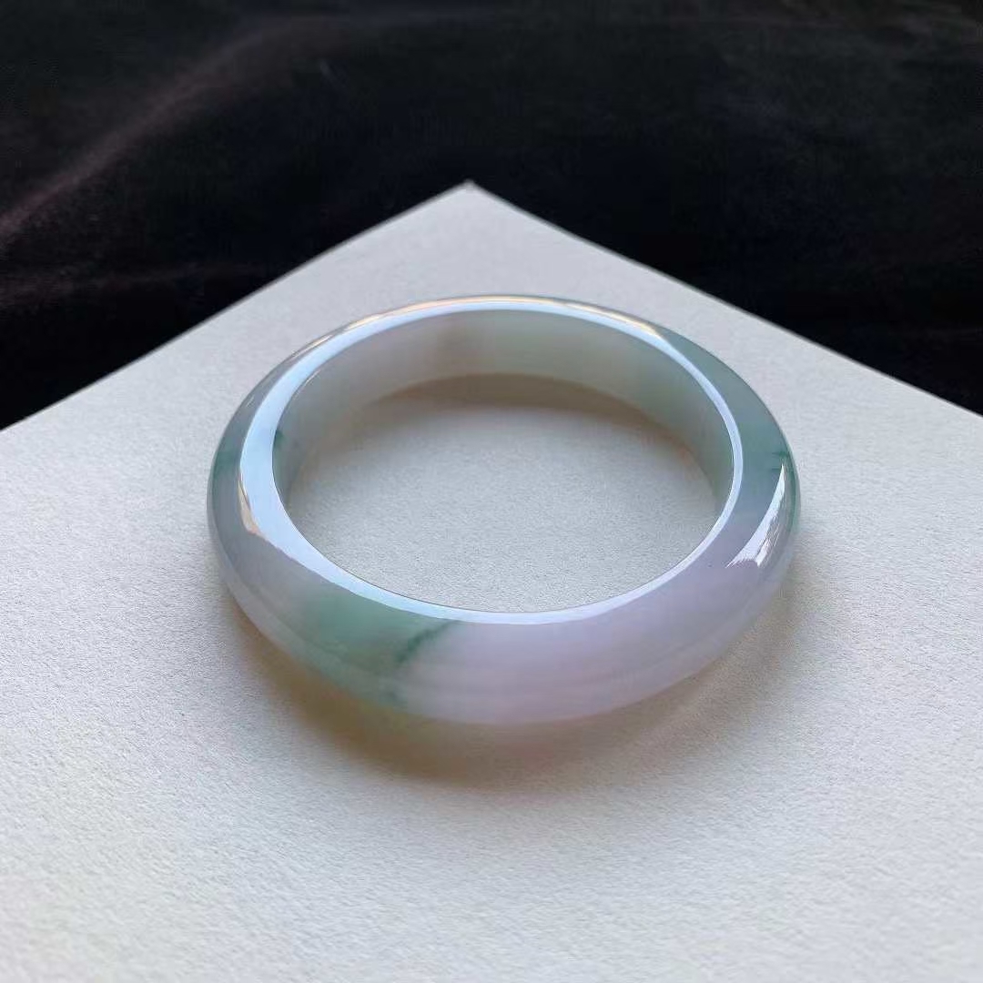 翡翠冰飄花正圈手鐲,天然翡翠A玉, 緬甸玉, Jade, Jadeite