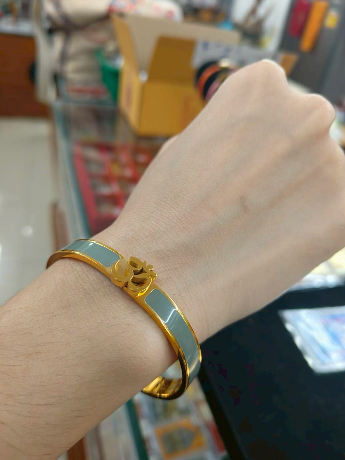 阿贊蓬力師傅 2566 象神符咒經文手鐲（灰綠色）｜ॐ 嗡 象神加持