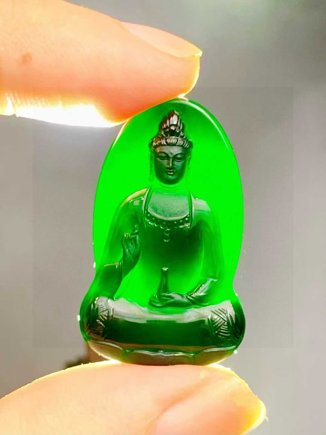 翡翠墨翠素衣觀音,天然翡翠A玉, 緬甸玉, Jade, Jadeite
