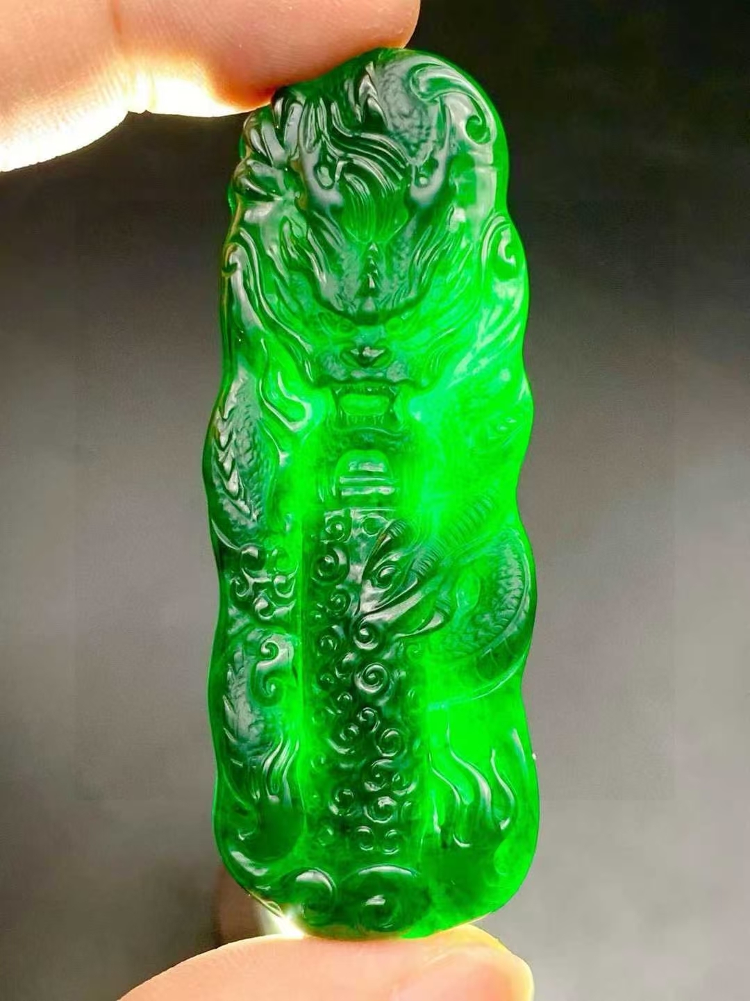 翡翠墨翠神龍柱,天然翡翠A玉, 緬甸玉, Jade, Jadeite