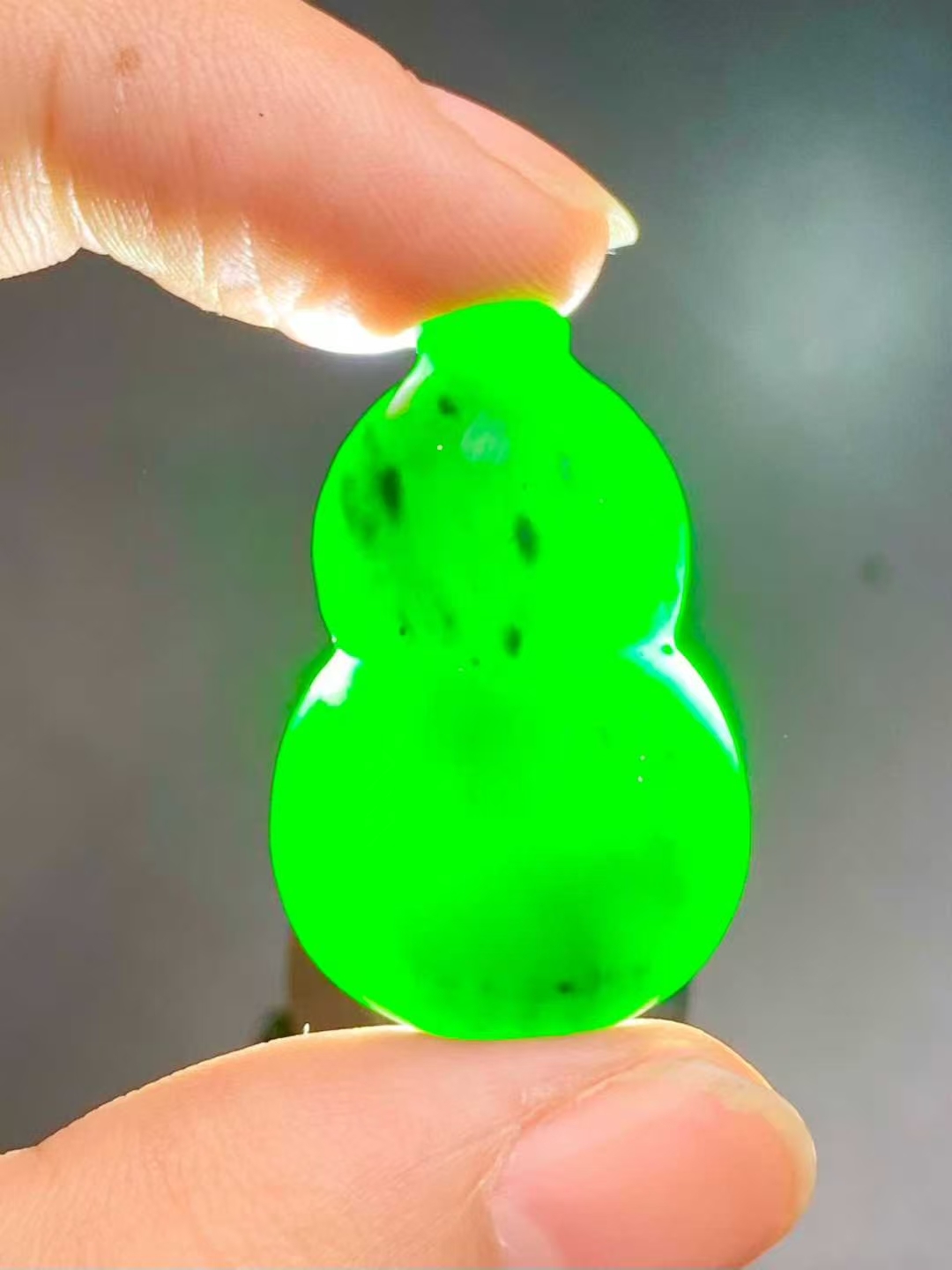 翡翠墨翠葫蘆,天然翡翠A玉, 緬甸玉, Jade, Jadeite