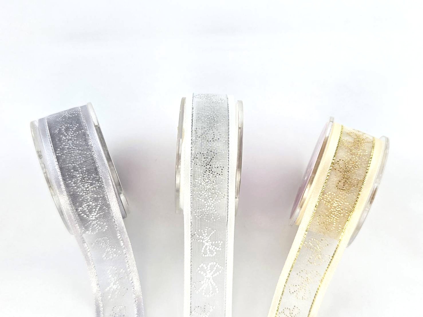 金點蝴蝶結/緞邊網紗/22mm