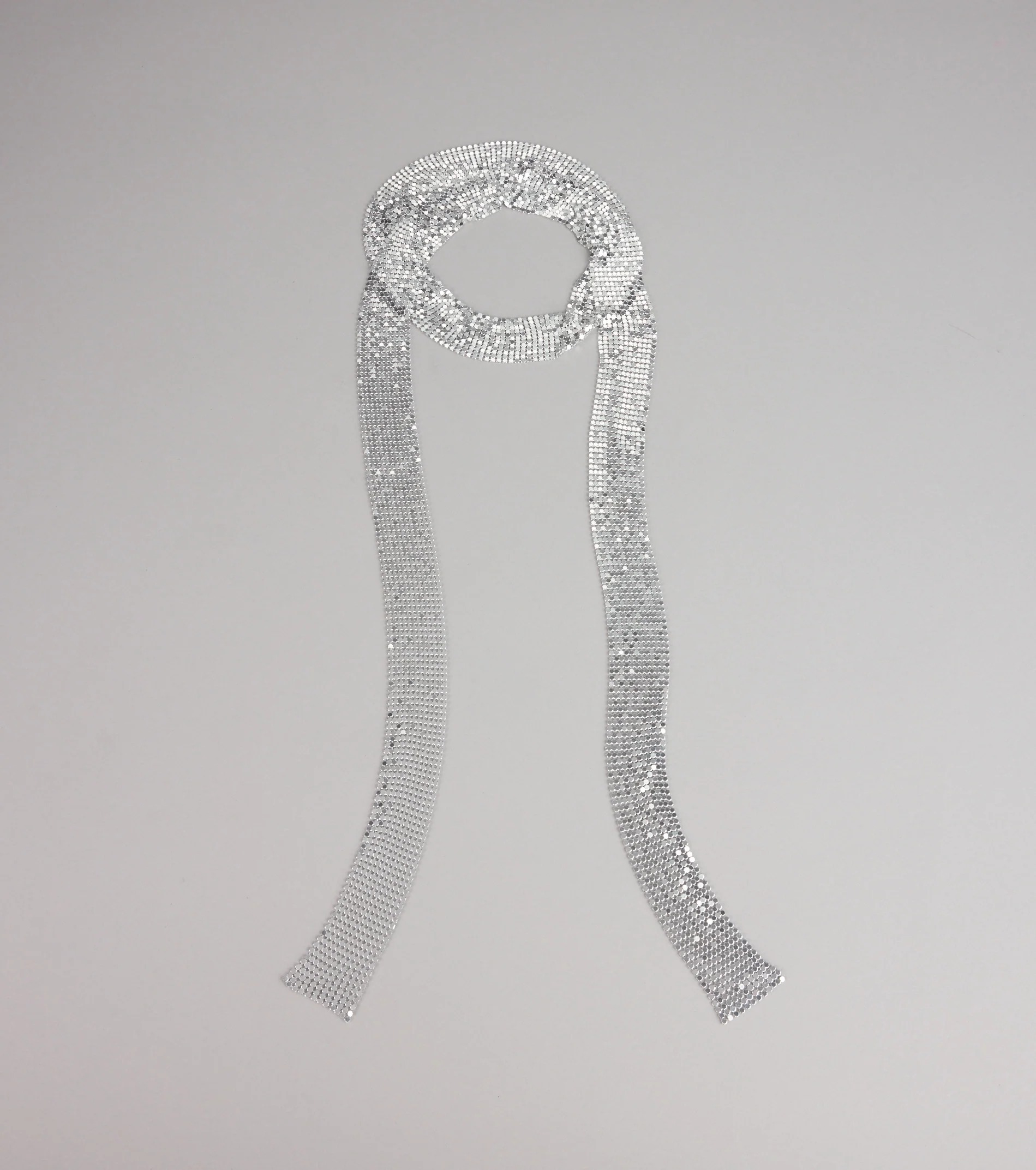 Sparkly Silver銀色金屬極细長圍巾