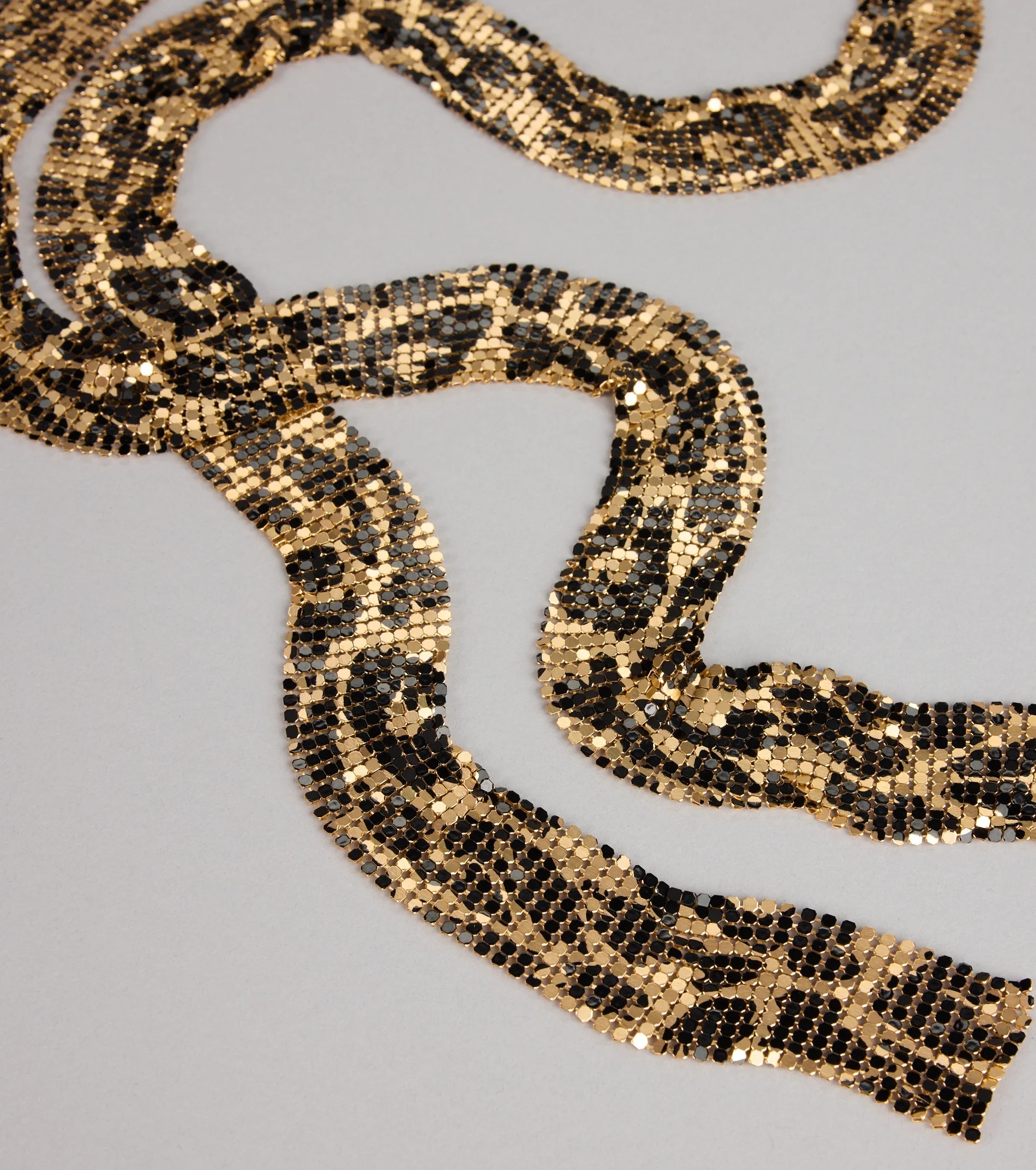 Sparkly Silver豹紋金屬極細長圍巾