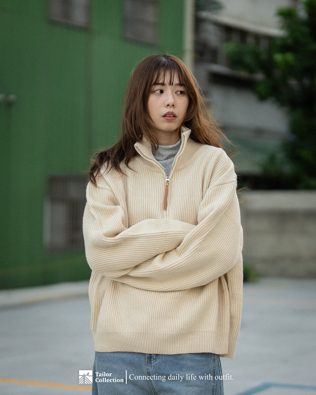 #預購 Tailor collection 復古街頭 慵懶 半拉鍊高領毛衣 四色