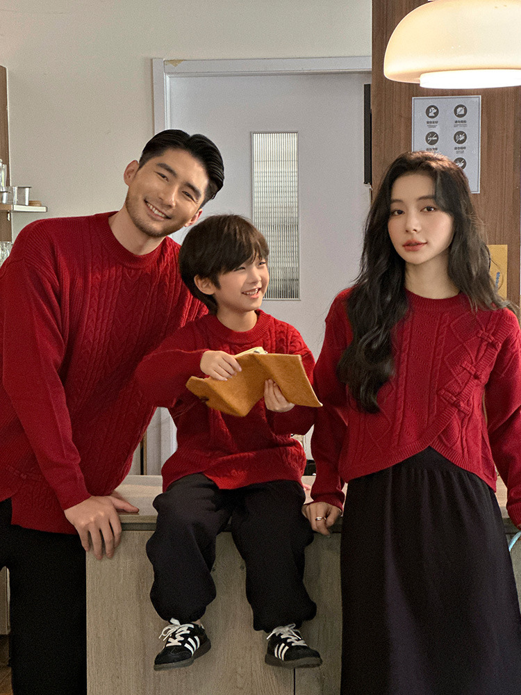 下擺開衩麻花親子針織衣(80-150/S-2XL)