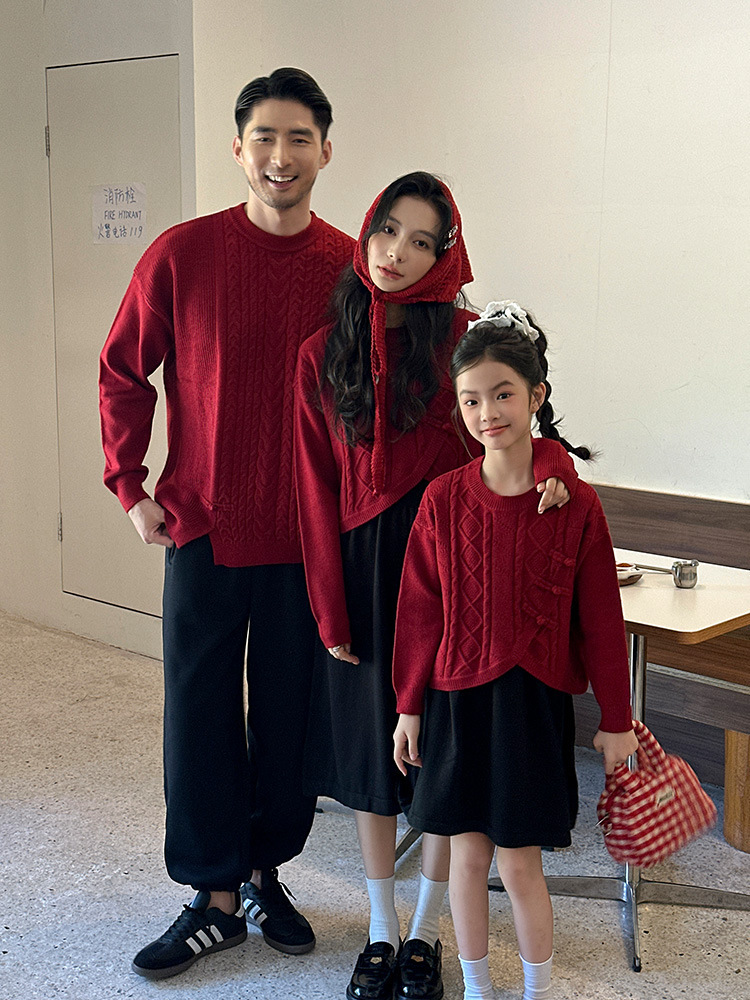 下擺開衩麻花親子針織衣(80-150/S-2XL)