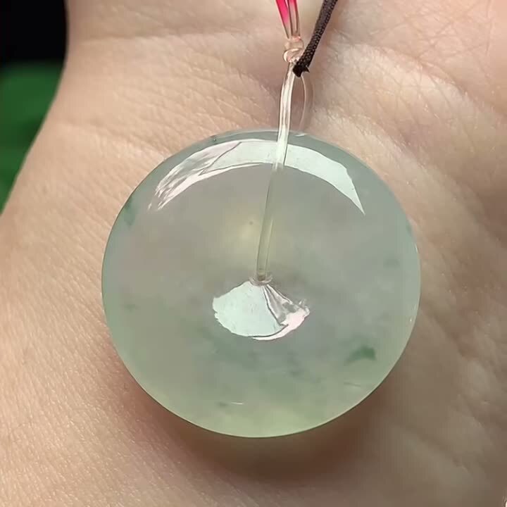 翡翠飄花平安扣 (24.4mm直徑),天然翡翠A玉, 緬甸玉, Jade, Jadeite