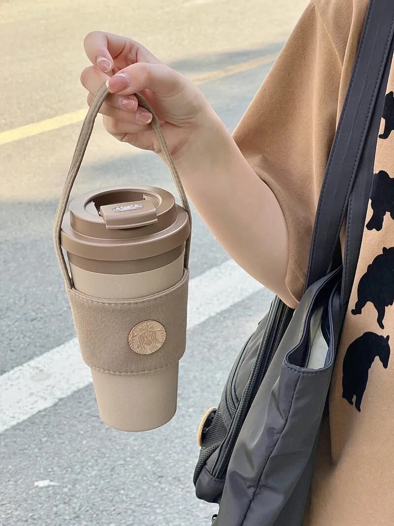 <提著小栗子🌰>星巴克 奶栗棕雙層隨行杯 環保設計 附杯套