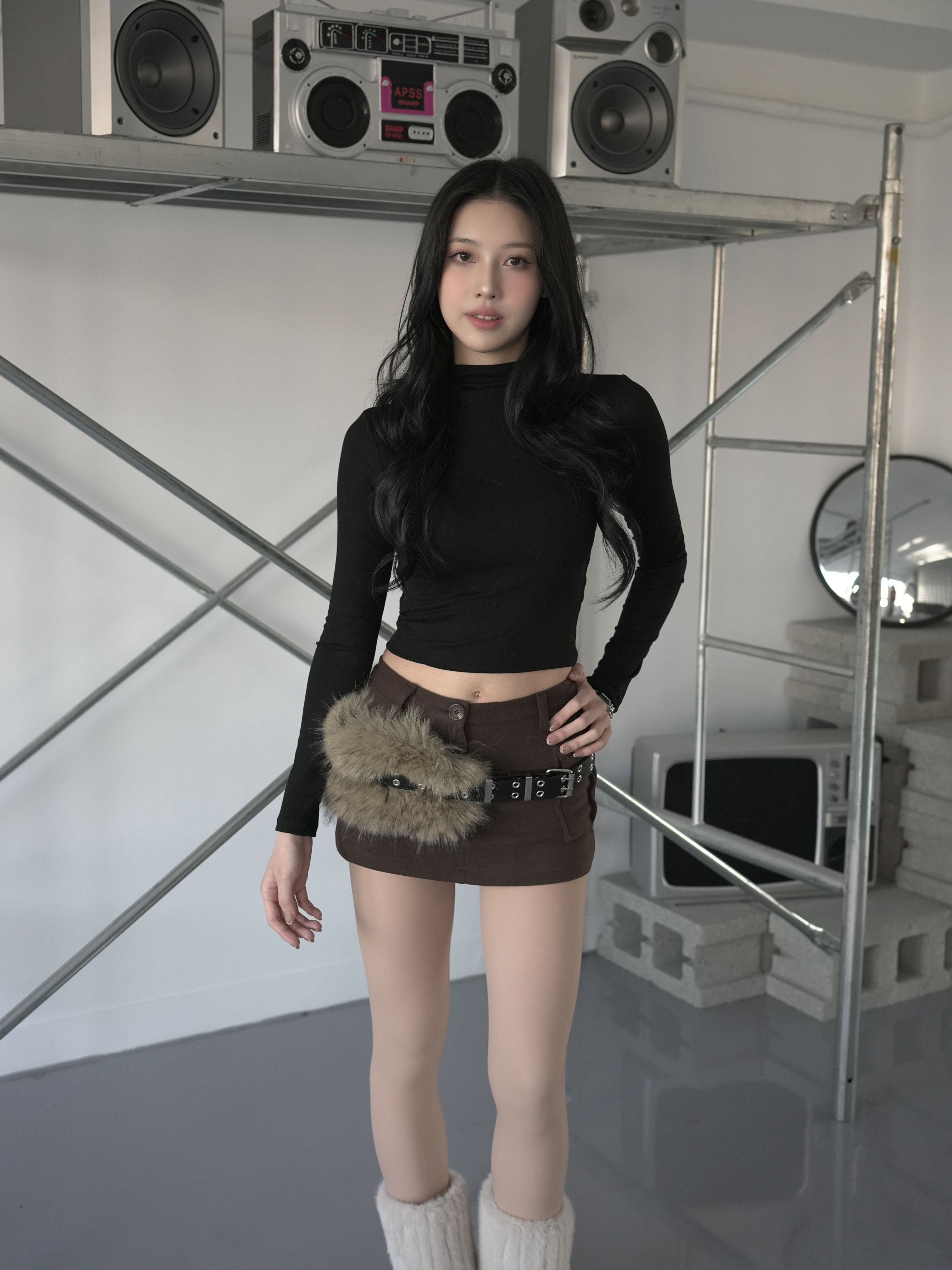 胸墊+3cm 辣妹本命打底半高領T