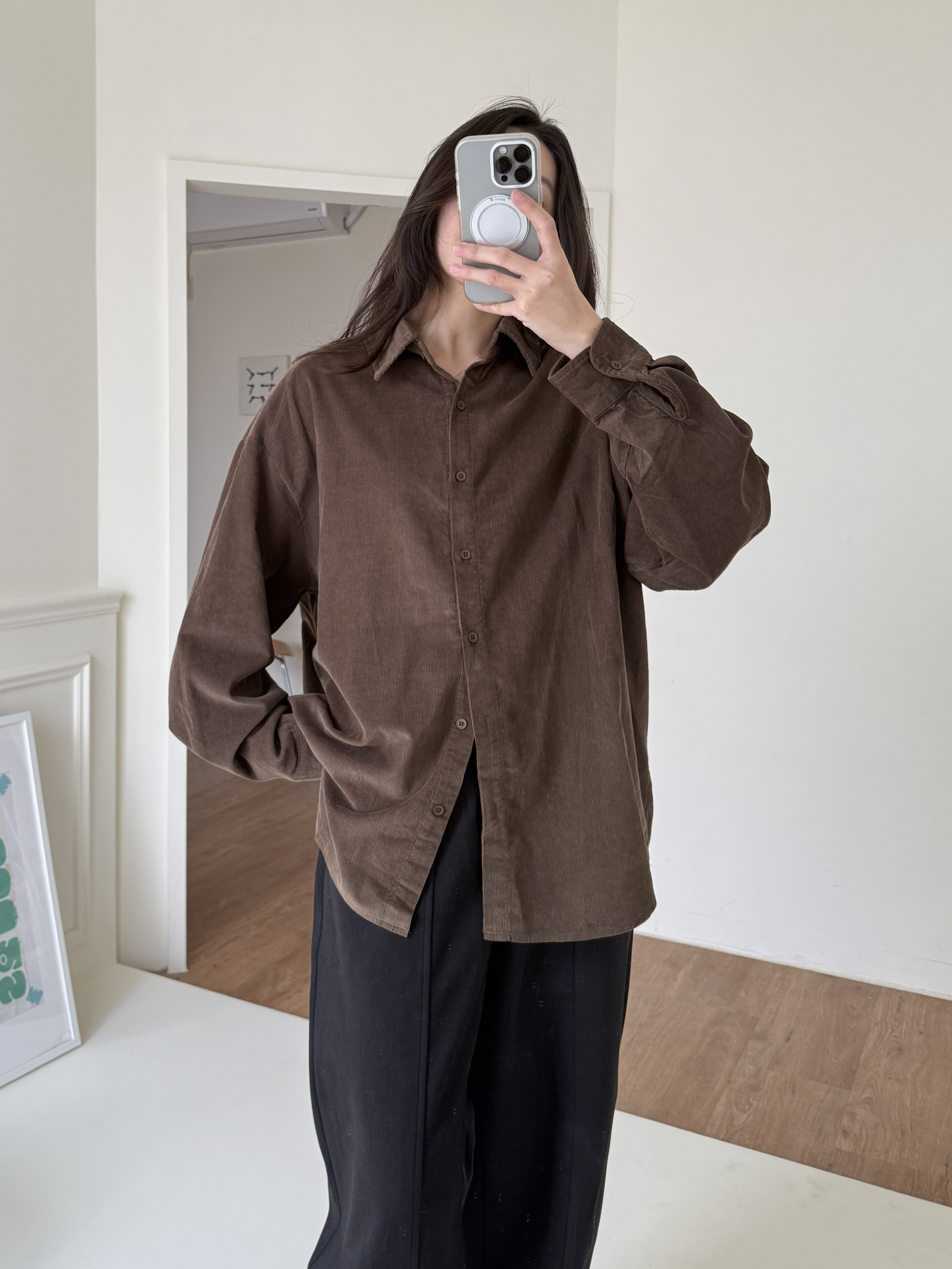 燈芯絨長版襯衫*2色