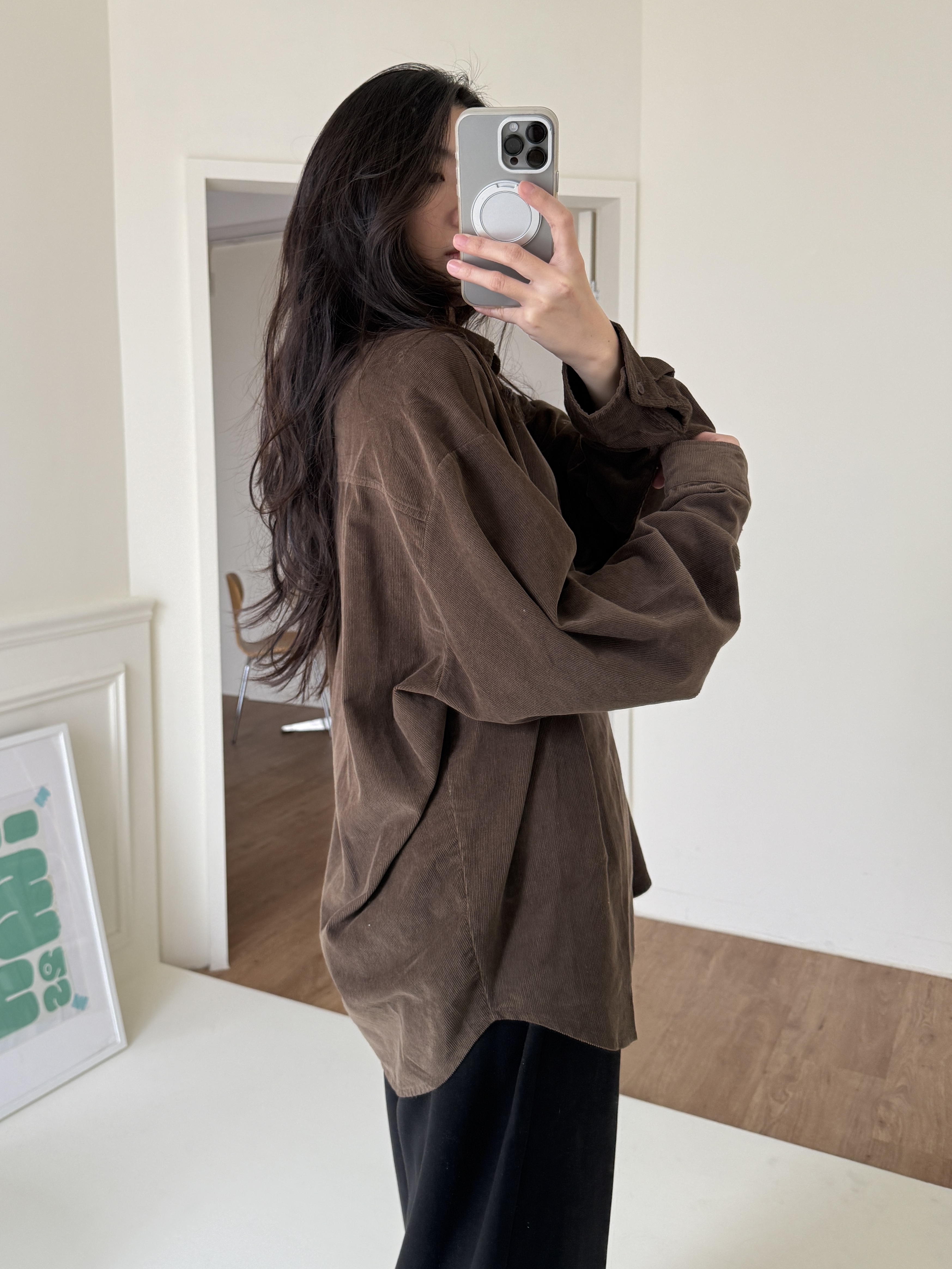 燈芯絨長版襯衫*2色