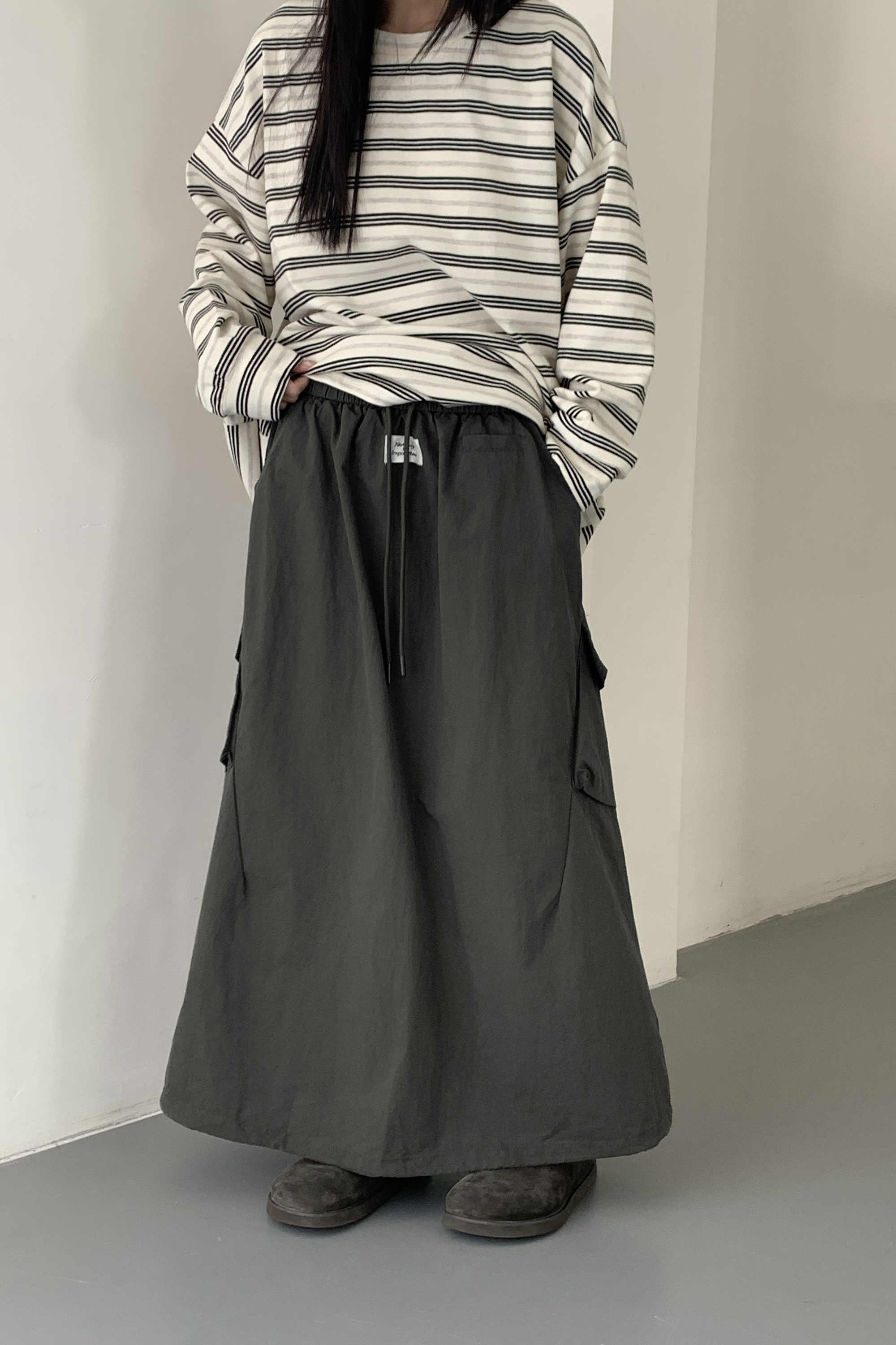 New Year｜日系寬鬆綁帶工裝裙 2色