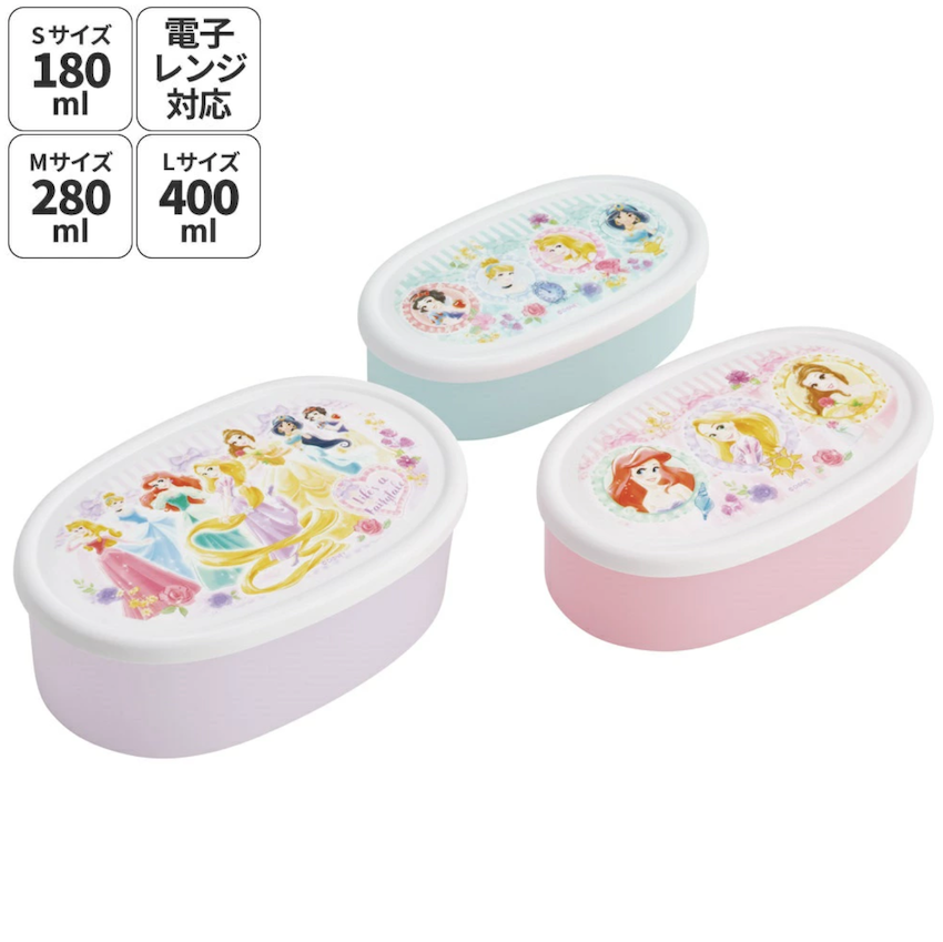 日本製 2026 新版 Skater 小食盒3件套裝 - Disney Princess