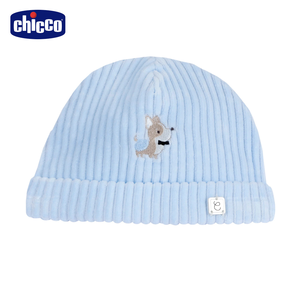 柯基王子-粗條絨反折嬰兒帽