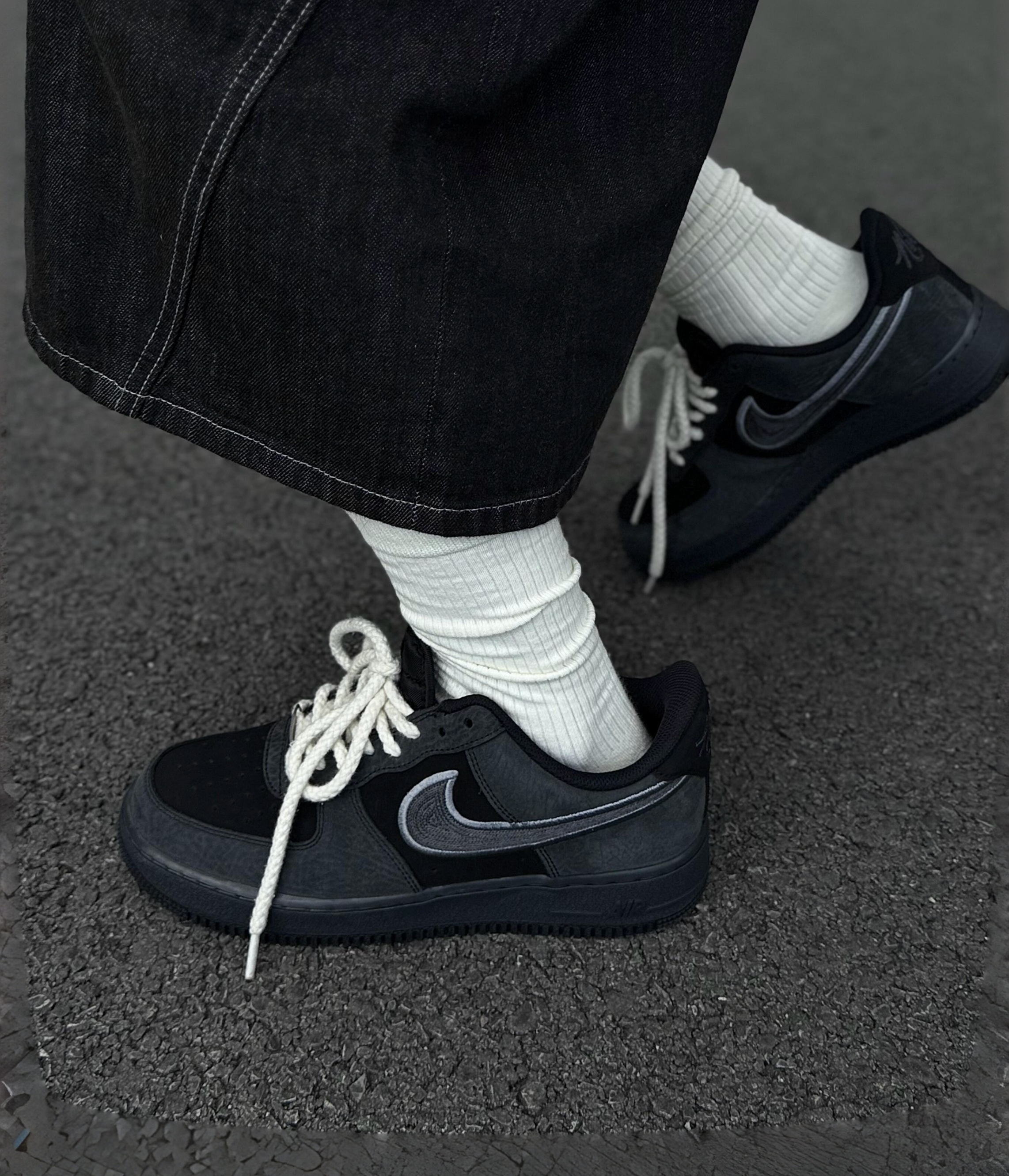 Nike Air Force 1 AF1 灰黑拼接 刺繡勾 荔枝皮 麂皮 IB6842-002/預購