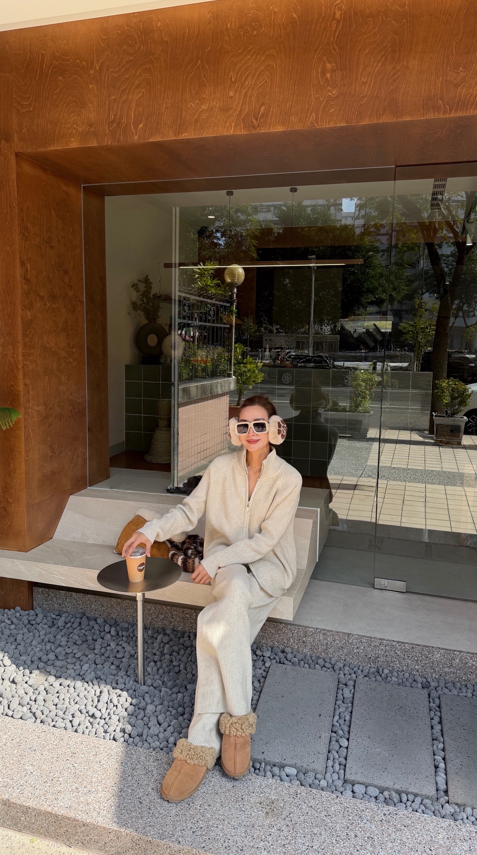 立領休閒螺紋針織套裝