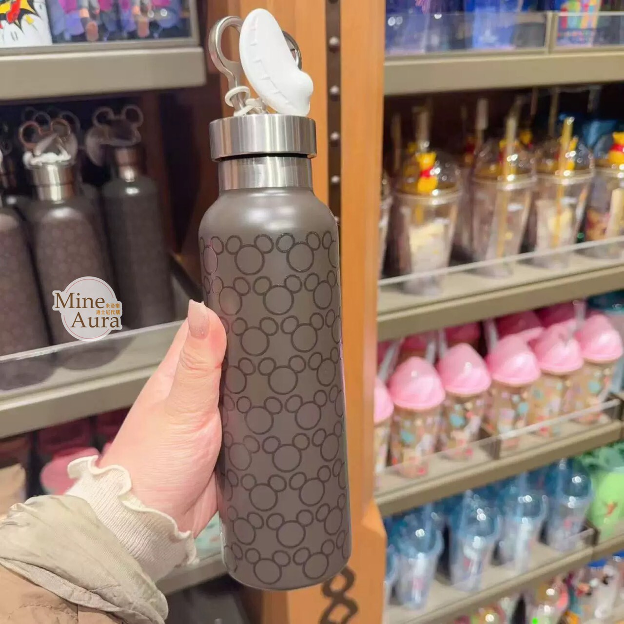 米奇 Mickey 米奇頭滿版圖案 造型杯蓋 保溫瓶 保溫杯 -上海迪士尼樂園