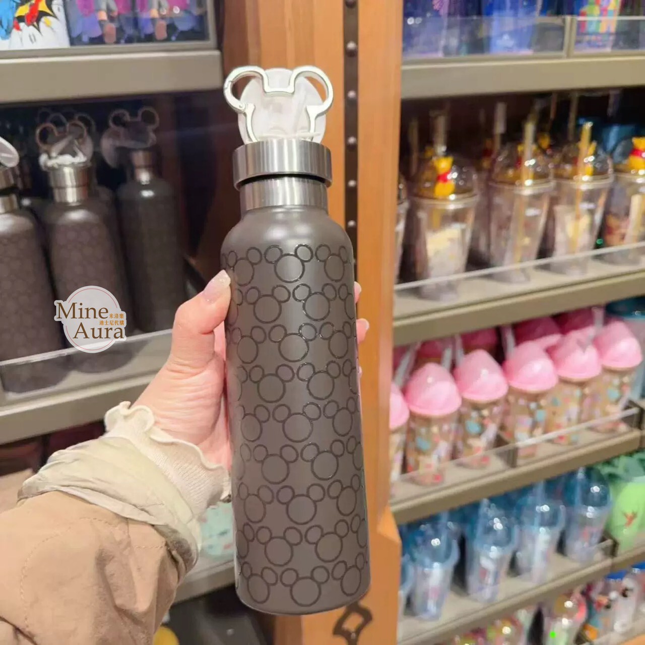 米奇 Mickey 米奇頭滿版圖案 造型杯蓋 保溫瓶 保溫杯 -上海迪士尼樂園