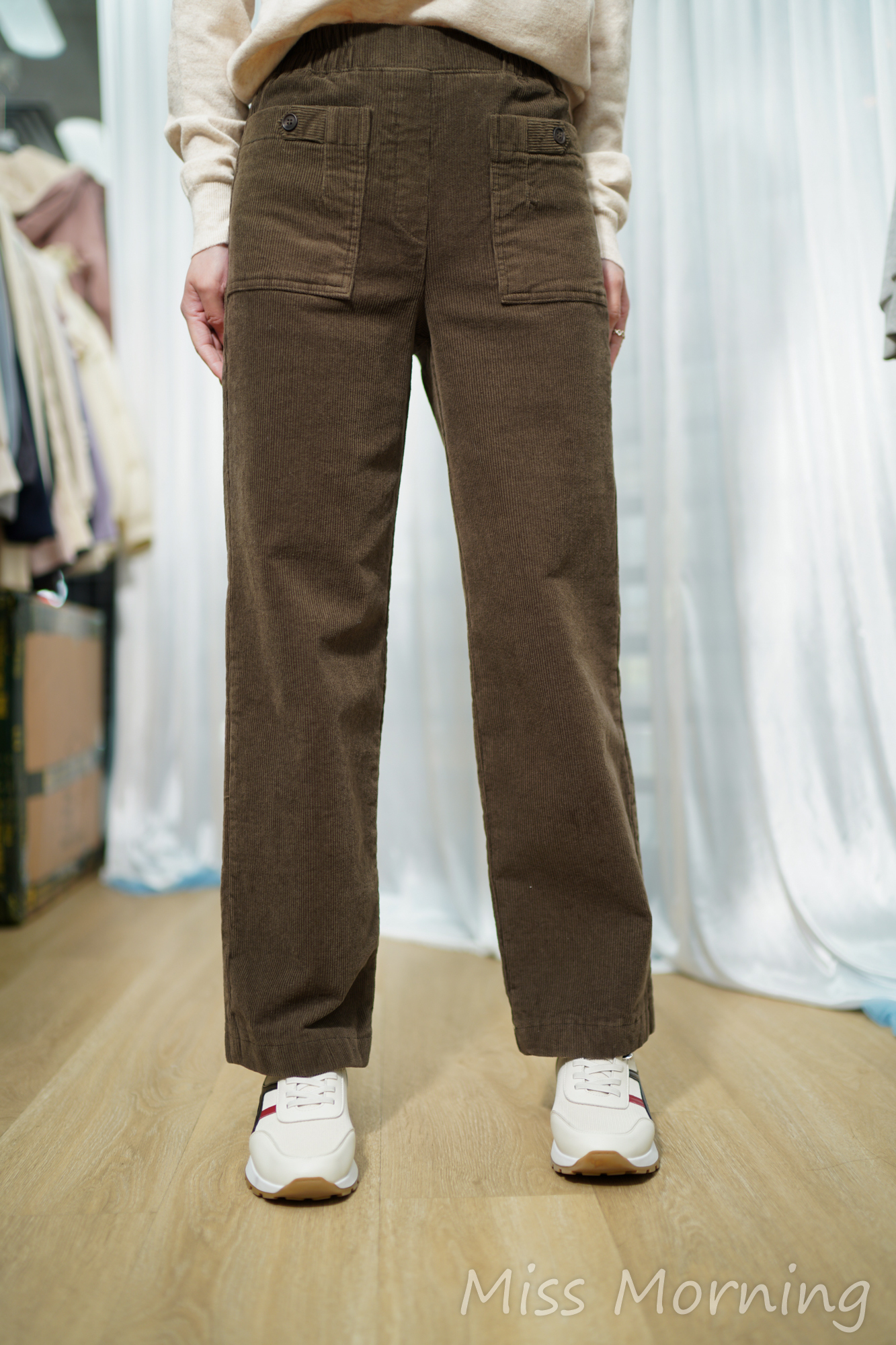 靚色彈性絨底褲(34098)