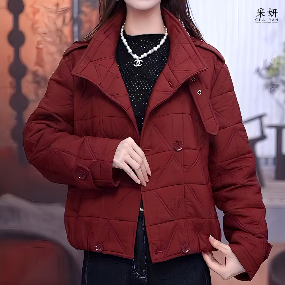 鈕扣前襟鋪棉外套