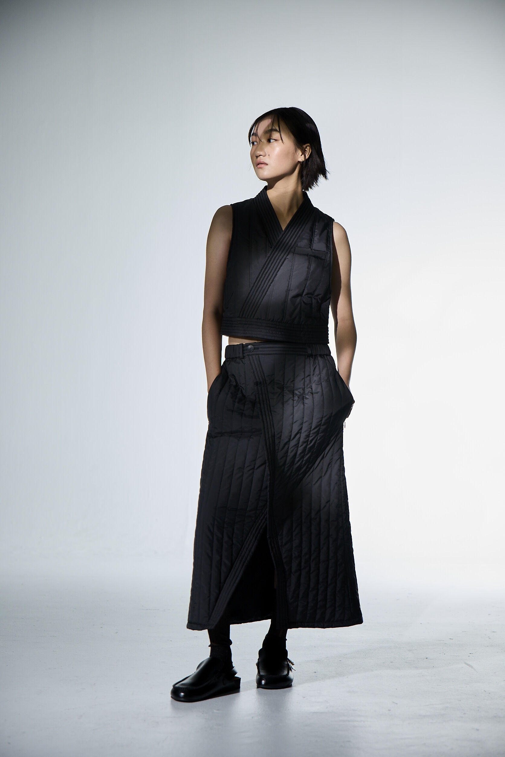 壓線鋪棉短版背心