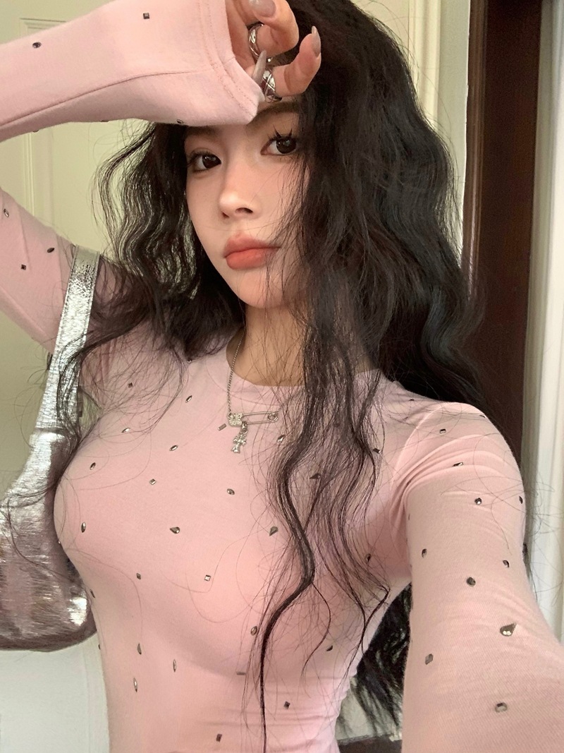 彩虹碎鑽 棉質薄上衣(粉/灰)