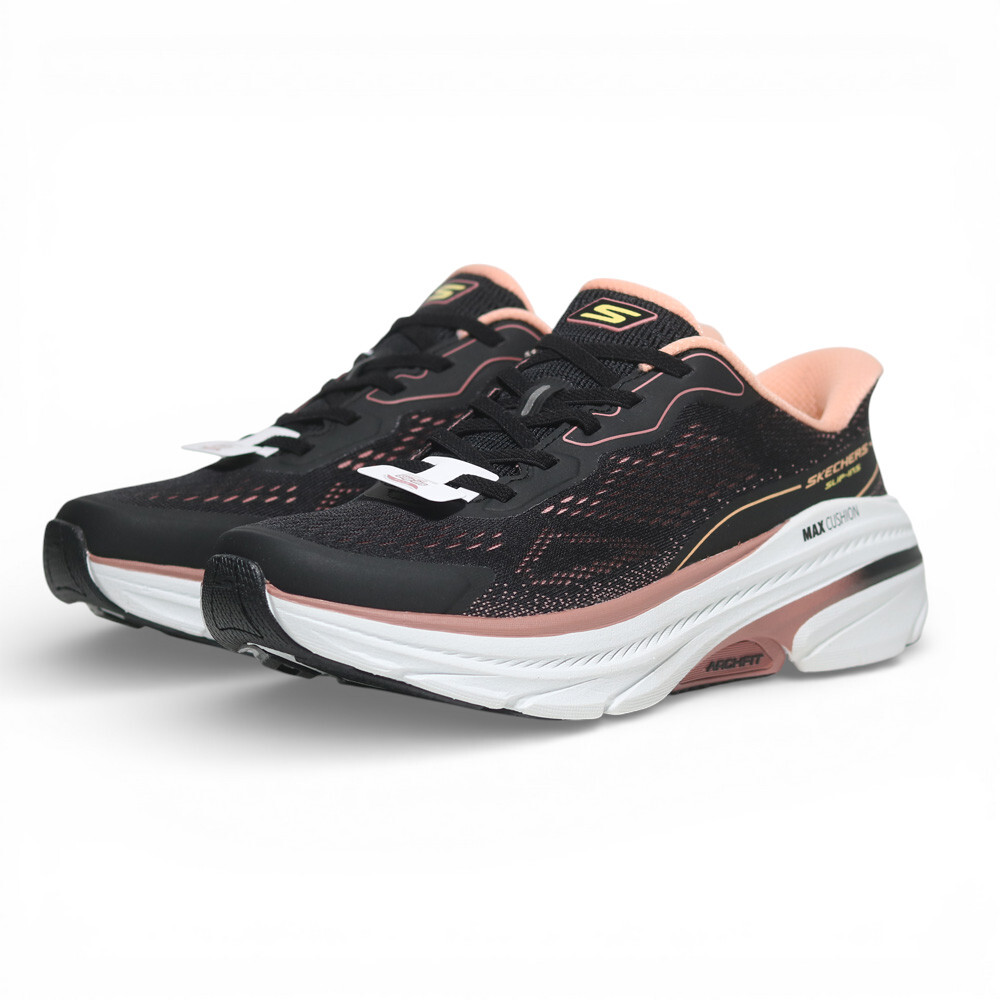 SKECHERS 休閒鞋 MAX CUSHIONING 黑橘 瞬穿 足弓 健走鞋 女 128965BKOR