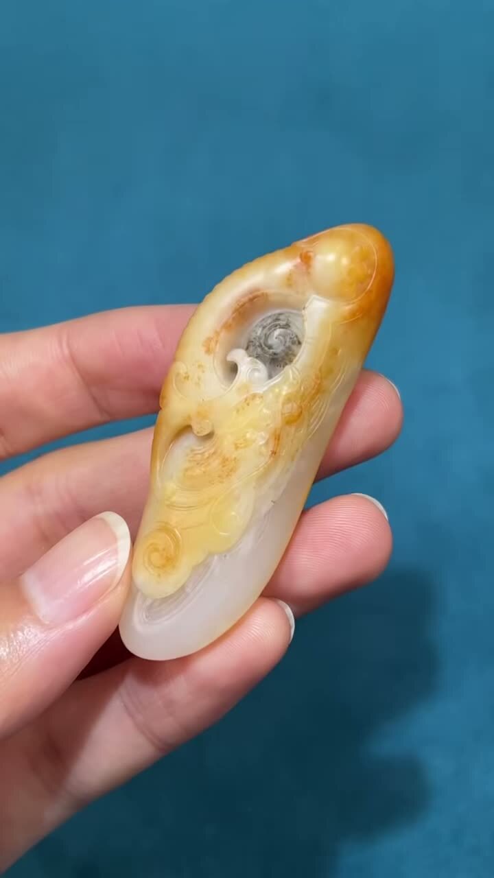 和田玉籽料龍行天下,天然和田玉軟玉