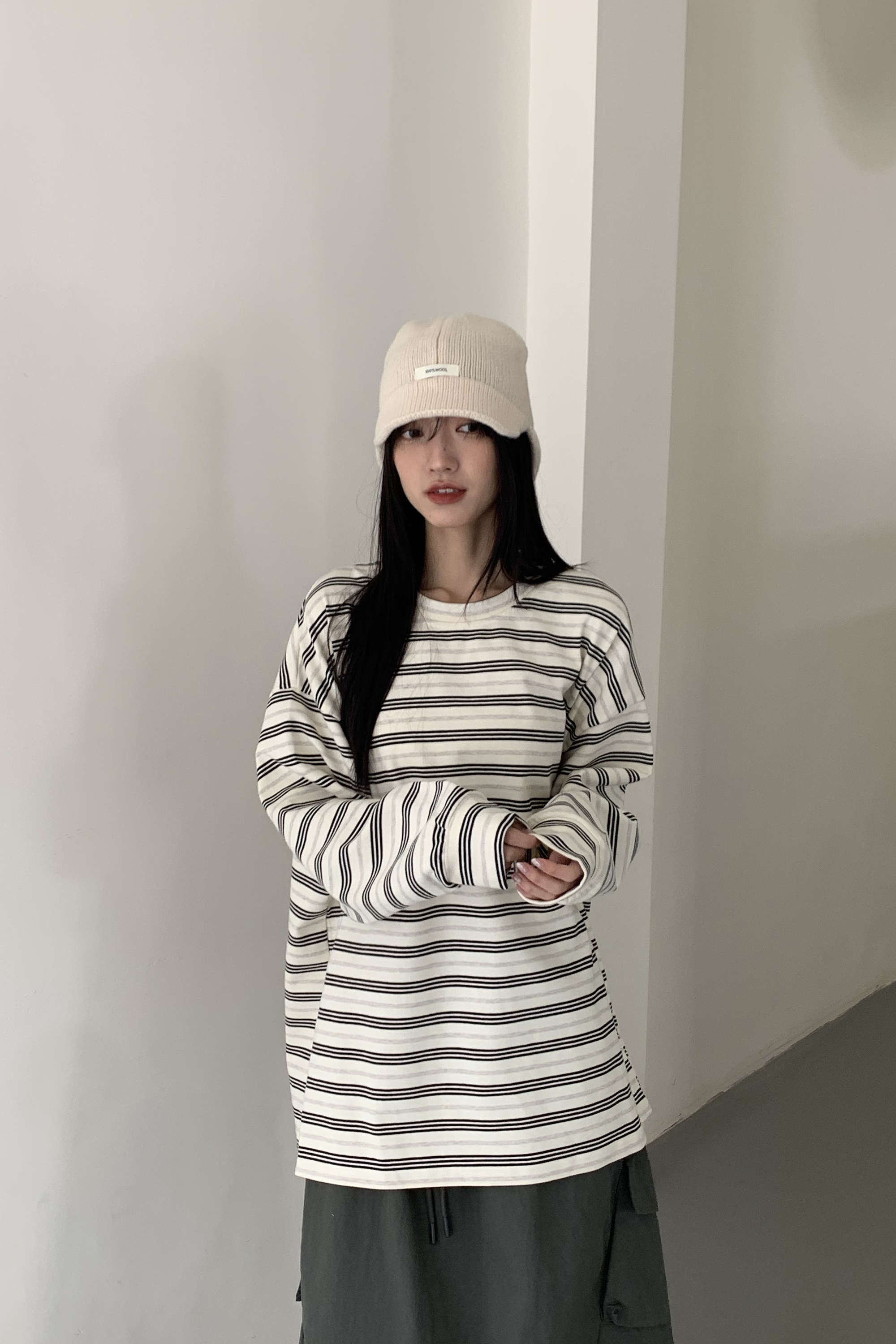 New Year｜休閒圓領條紋長袖上衣 4色