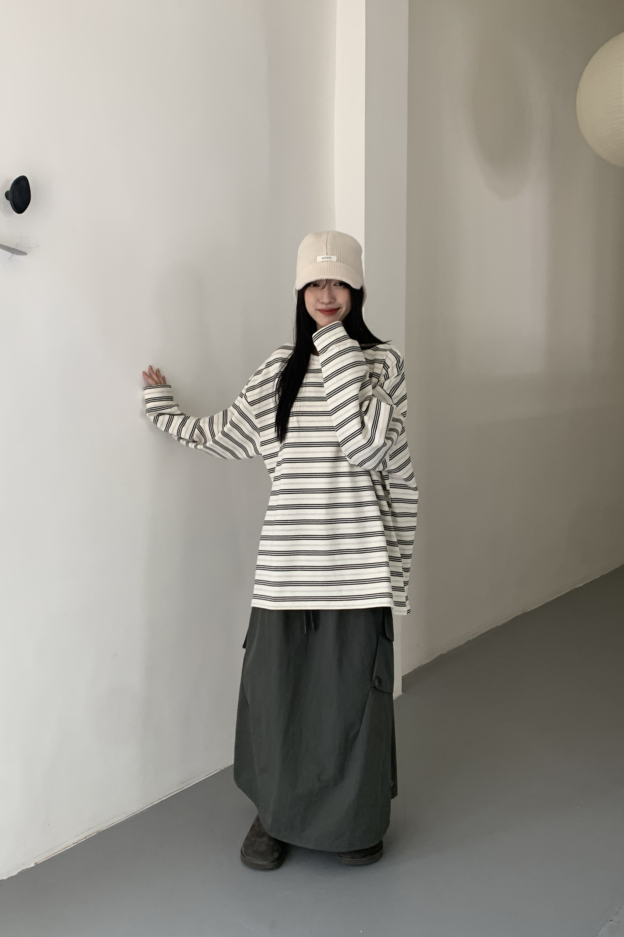 New Year｜休閒圓領條紋長袖上衣 4色