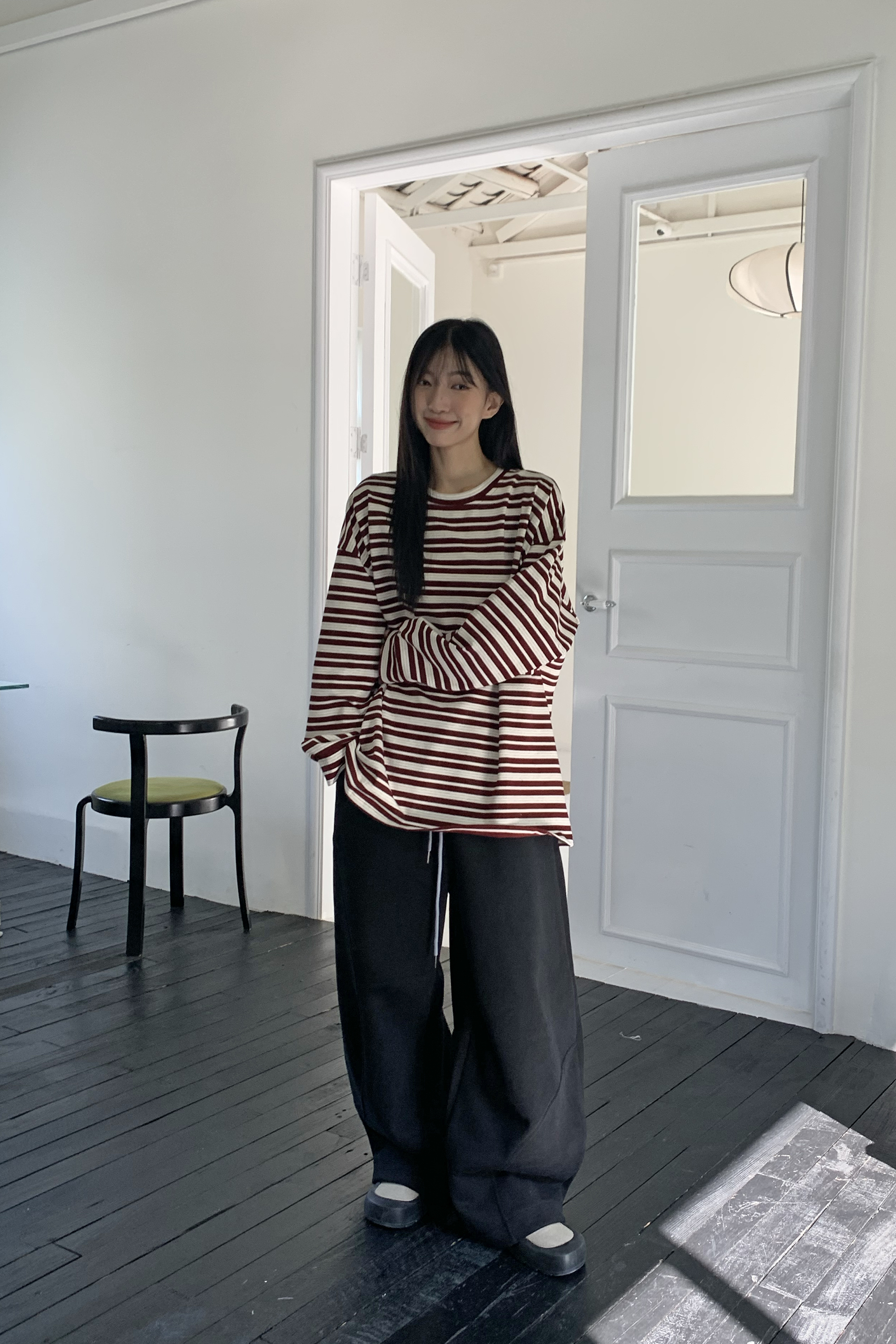 New Year｜休閒圓領條紋長袖上衣 4色