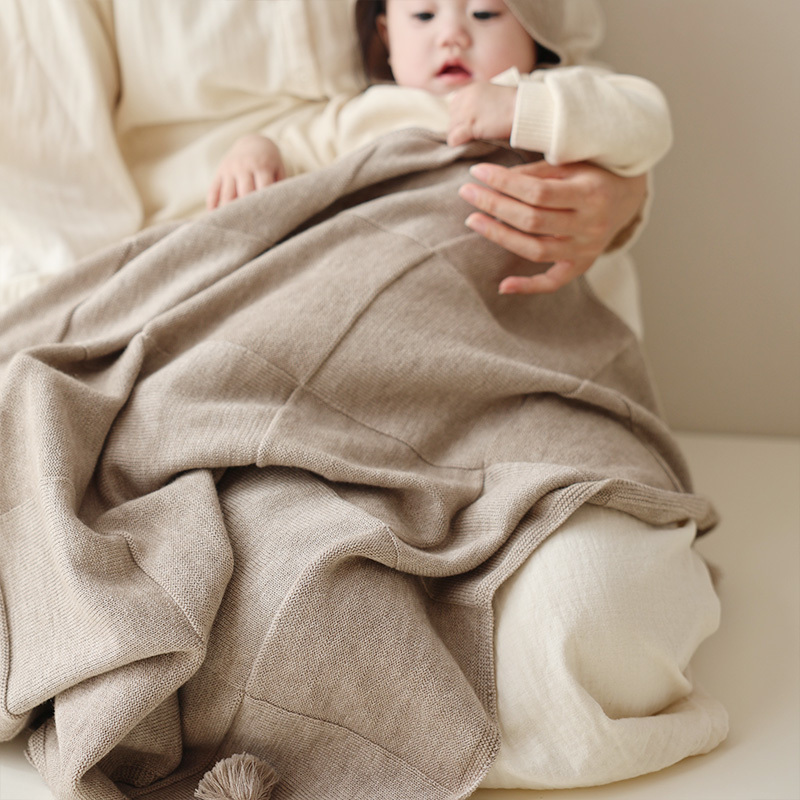 COFUCU 喀什米爾市松格紋嬰兒毯-咖啡棕