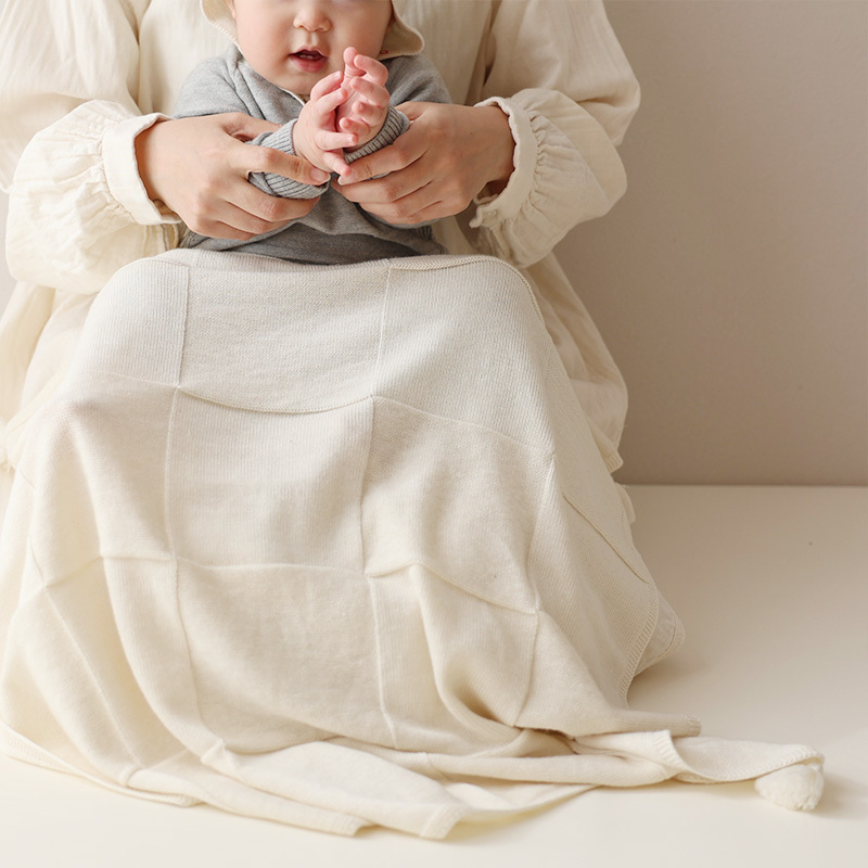 COFUCU 喀什米爾市松格紋嬰兒毯-象牙白