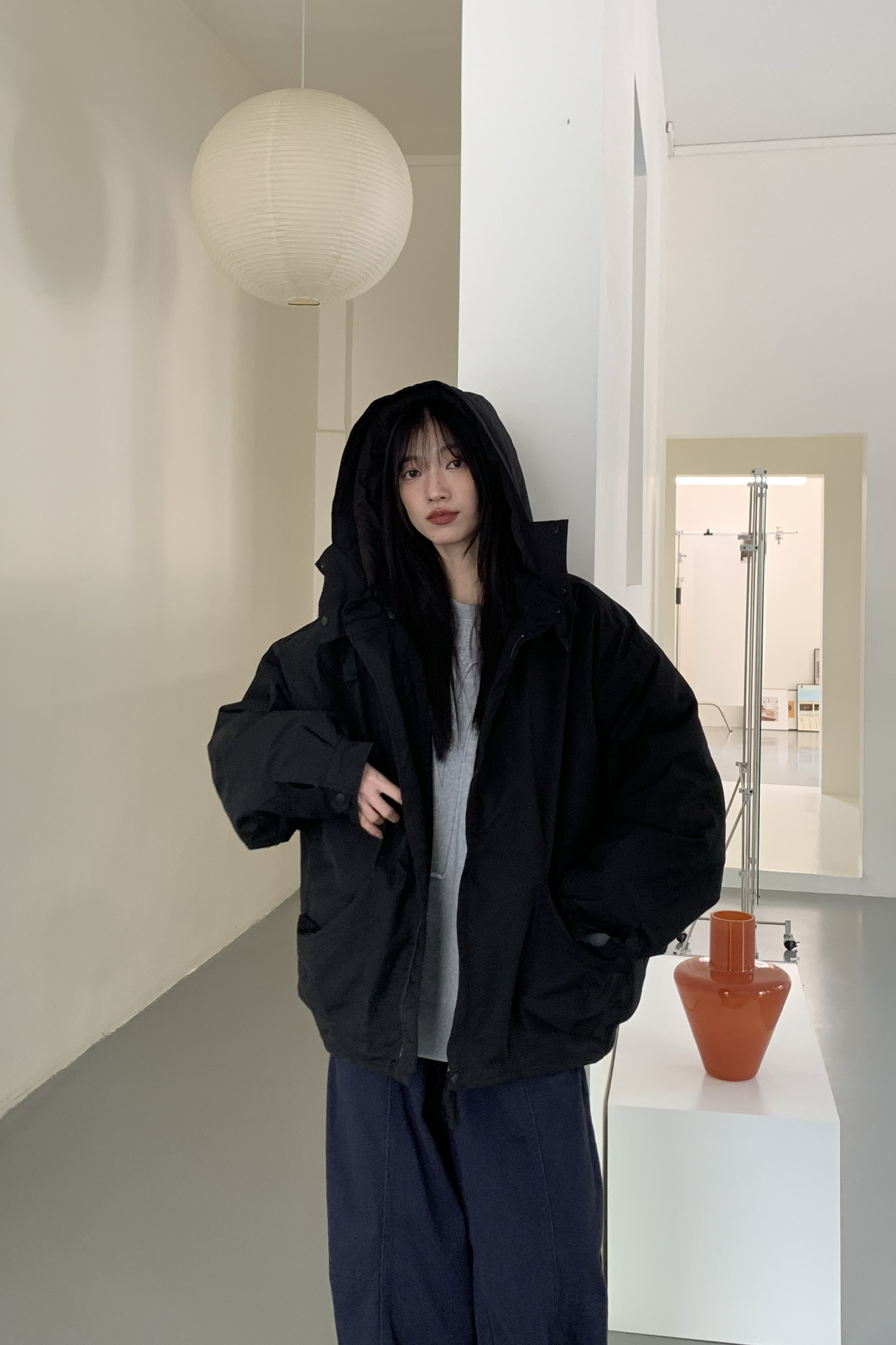 New Year｜個性質感黑連帽外套