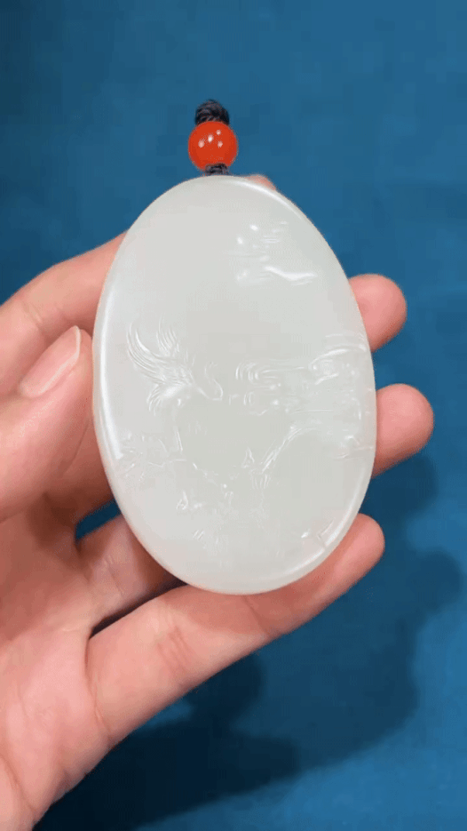 1229227 和田玉籽料松鶴延年