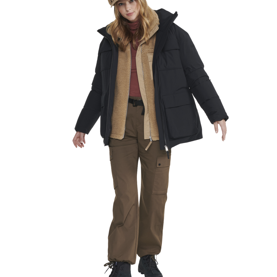 1GA0111-014 [AIGLE] Women Waterproof Mtd Down Parka Noir #AIW24WOUI016 (C-EU-E)