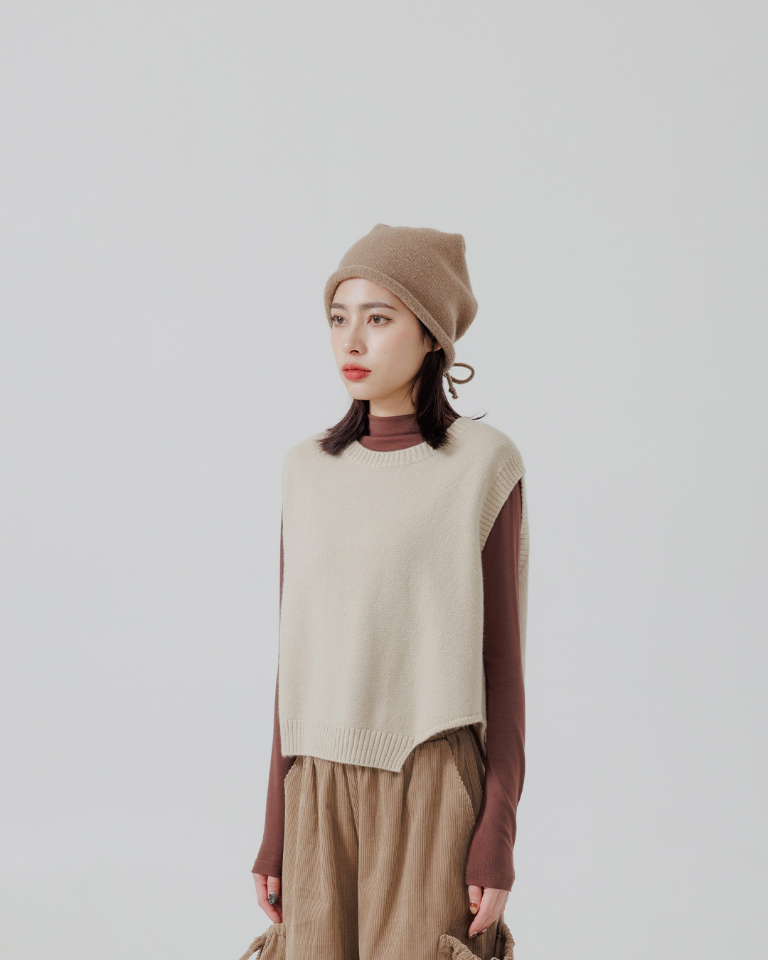 Unfashionable wide-leg knitted vest available in three colors【01013515】in stock+pre-order