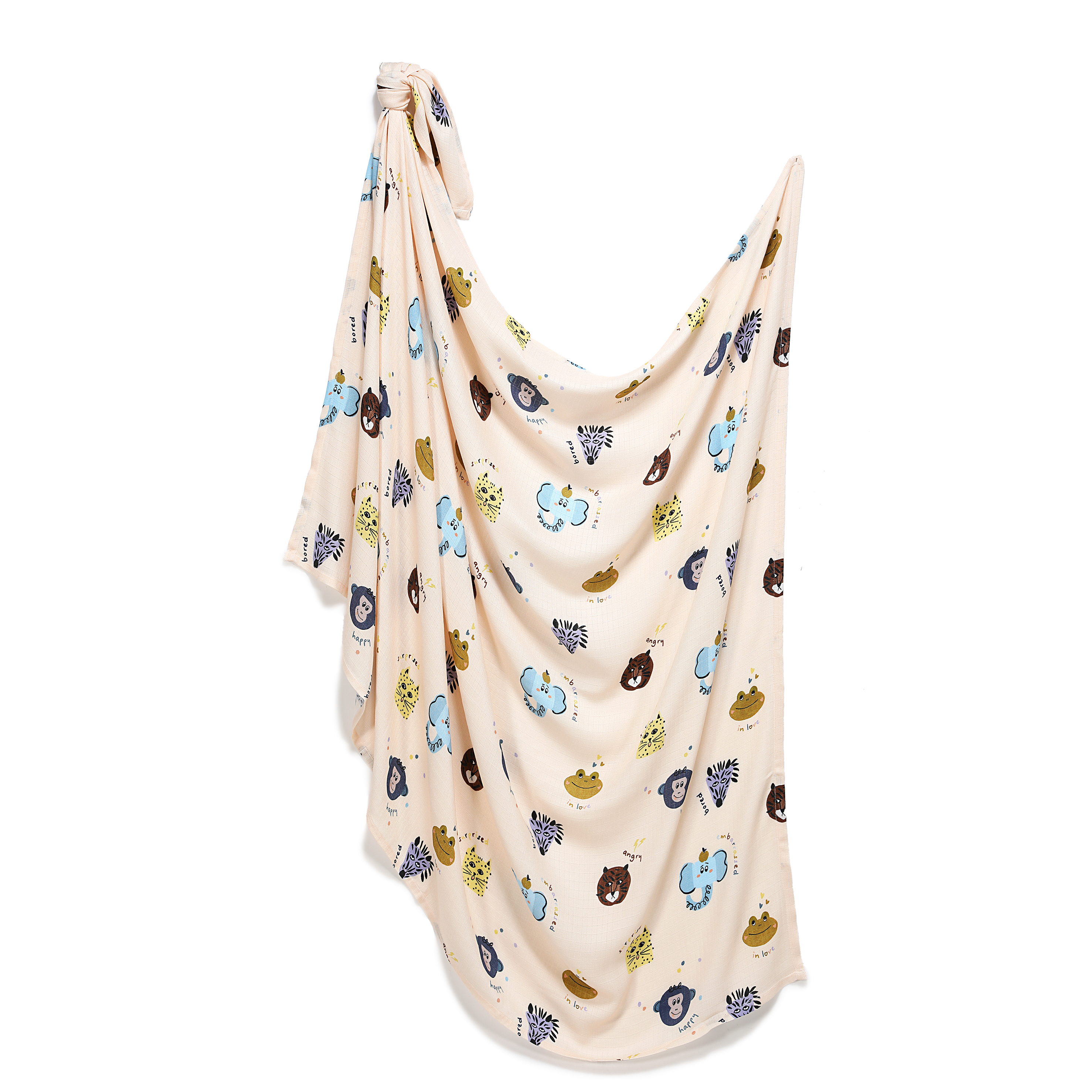 La Millou波蘭 Bamboo Muslin 100%竹纖銀離子紗布巾加大(115x140cm)｜動物急轉彎