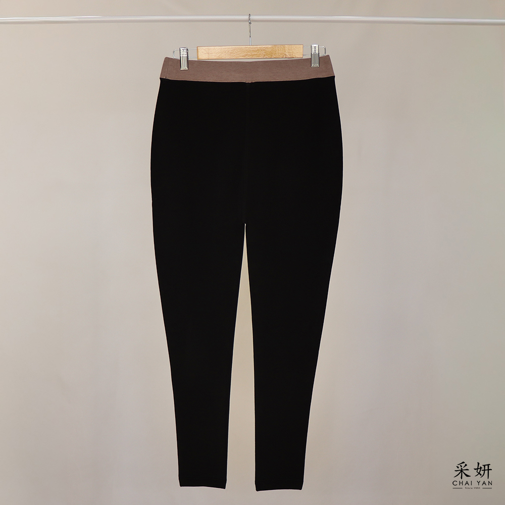 水鑽小花標刷絨貼腿褲