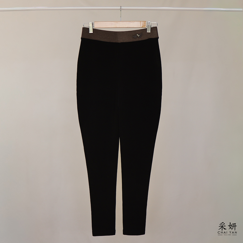 水鑽卡通標刷絨貼腿褲